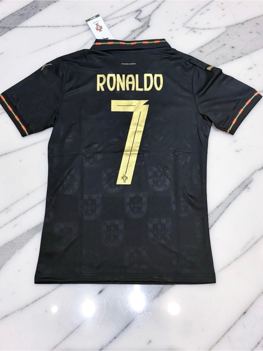 Cristiano Ronaldo Portugal Blackout Jersey #7 Gold Special Edition S-2XL